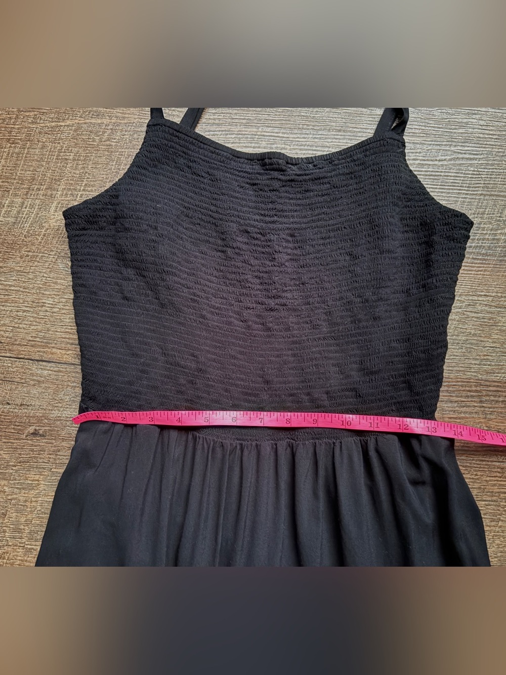 Old Navy fit & flare smocked midi sundress black summer dress viscose L tall EUC - Picture 12 of 15